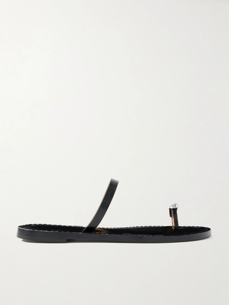  Amanu Amanu - The Kibera Embellished Croc-effect Leather Sandals - Black 