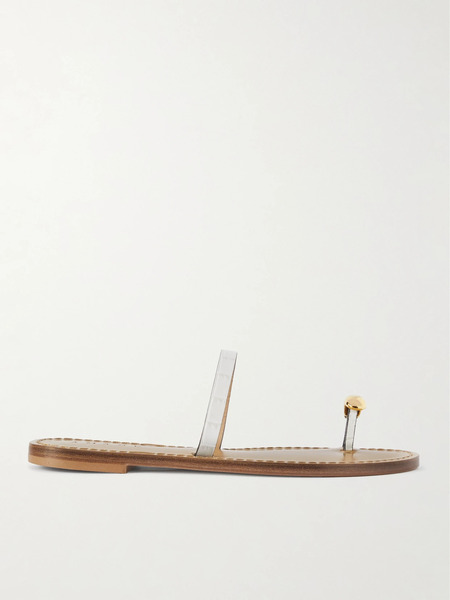  Amanu Amanu - The Kibera Embellished Croc-effect Leather Sandals - Cream 