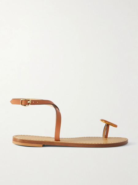  Amanu Amanu - The Kigali Agate-embellished Leather Sandals - Tan 