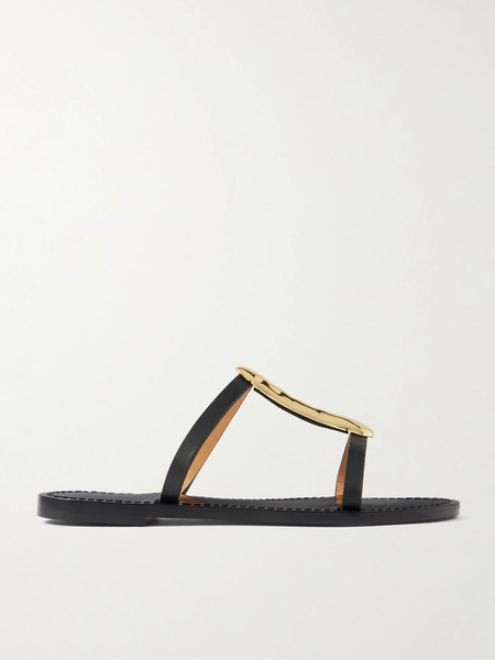  Amanu Amanu - The Sahara Gold-tone And Leather Sandals - Black 