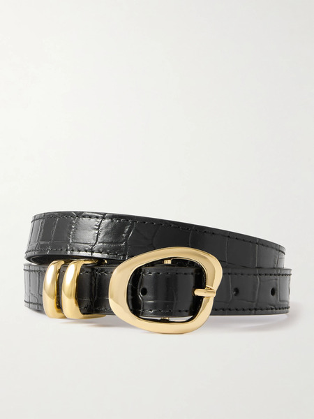  Amanu Amanu - The Tugela Croc-effect Leather Belt - Black 