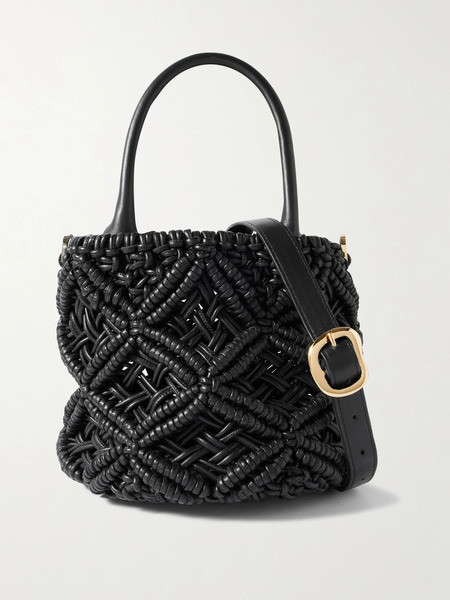  Amanu Amanu - The Zanzibar Woven Leather Shoulder Bag - Black 