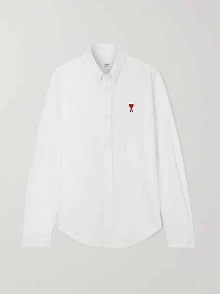  Ami Paris Ami Paris - Adc Embroidered Cotton Oxford Shirt - White 
