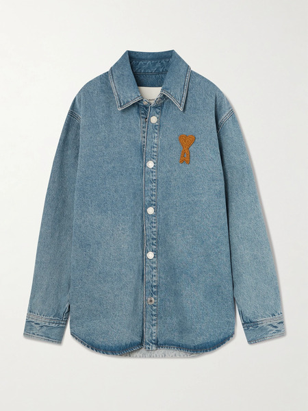  Ami Paris Ami Paris - Ami De Caur Appliquéd Denim Shirt - Light Denim 