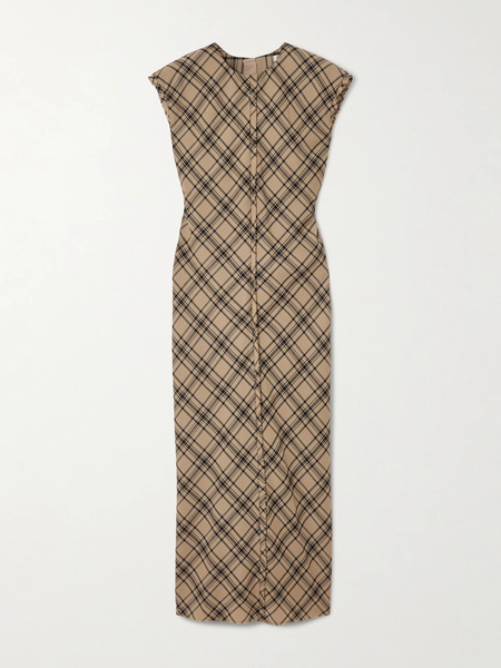  Ami Paris Ami Paris - Checked Wool-blend Midi Dress - Light Brown 