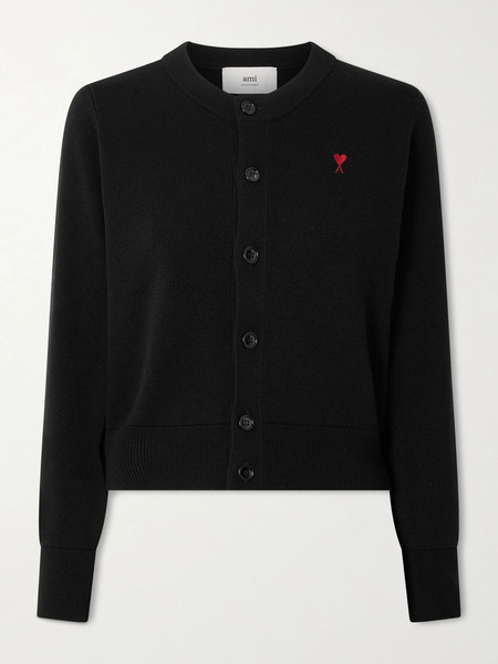  Ami Paris Ami Paris - Embroidered Wool Cardigan - Black 