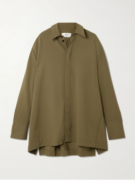  Ami Paris Ami Paris - Oversized Wool-crepe Shirt - Green 