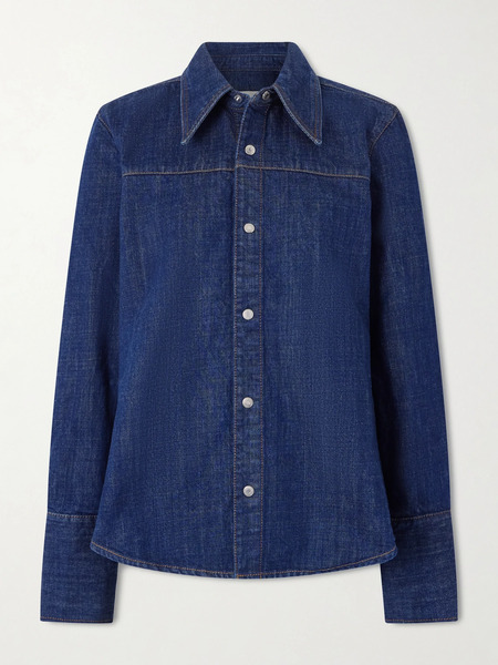  Ami Paris Ami Paris - Paneled Denim Shirt - Dark Denim 