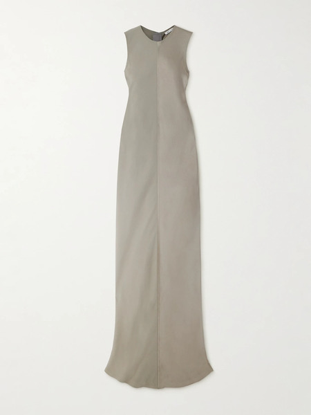  Ami Paris Ami Paris - Satin-crepe Maxi Dress - Gray 