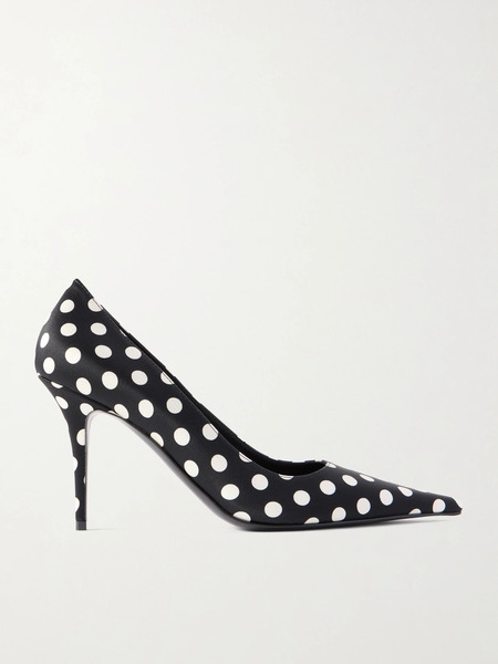  Amina Muaddi Amina Muaddi - Barbara Polka-dot Satin Pumps - Black 