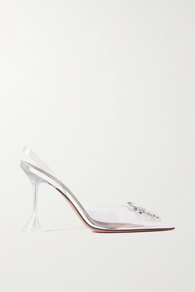  Amina Muaddi Amina Muaddi - Begum Crystal-embellished Pvc Slingback Pumps - Silver 