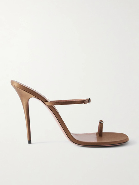 Amina Muaddi Amina Muaddi - Crystal-embellished Satin Sandals - Brown 