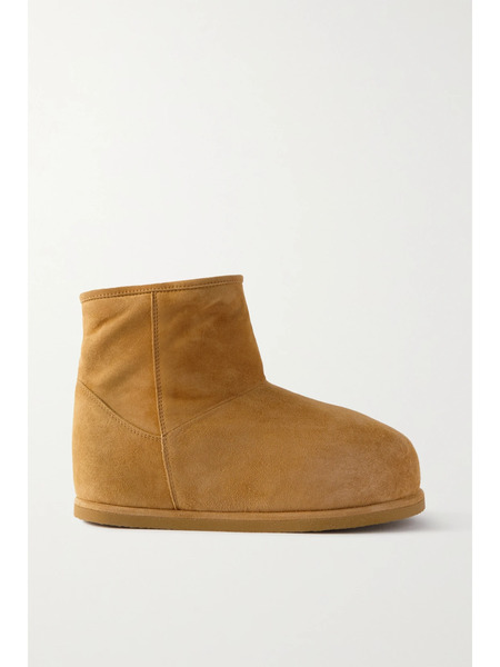  Amina Muaddi Amina Muaddi - Heidi Shearling-lined Suede Boots - Tan 