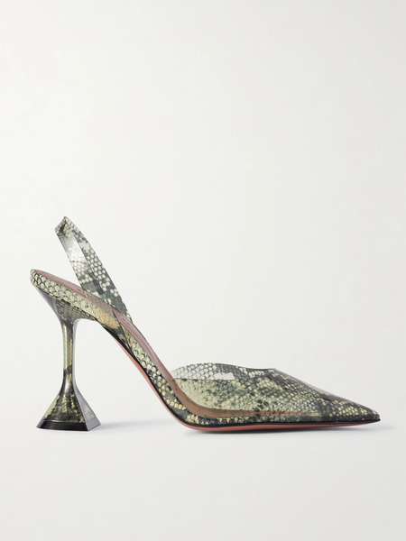  Amina Muaddi Amina Muaddi - Holli Snake-effect Pvc Slingback Pumps - Snake Print 