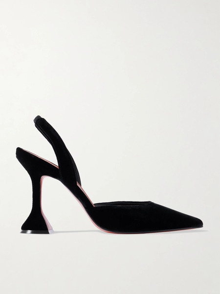  Amina Muaddi Amina Muaddi - Holli Velvet Slingback Pumps - Black 