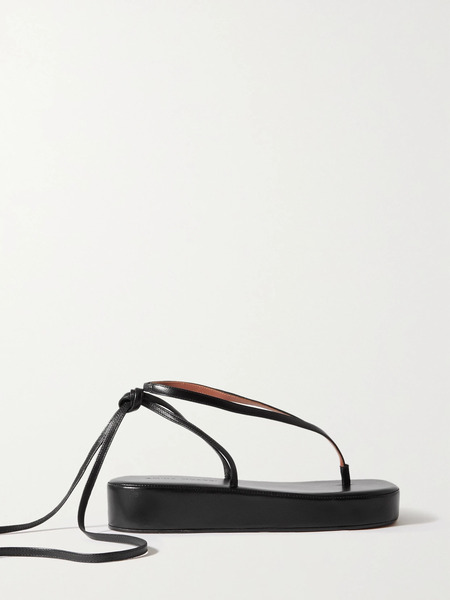  Amina Muaddi Amina Muaddi - Jamie Leather Platform Sandals - Black 