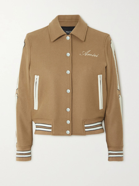  Amiri Amiri - Bones Appliquéd Wool-blend Twill Bomber Jacket - Taupe 