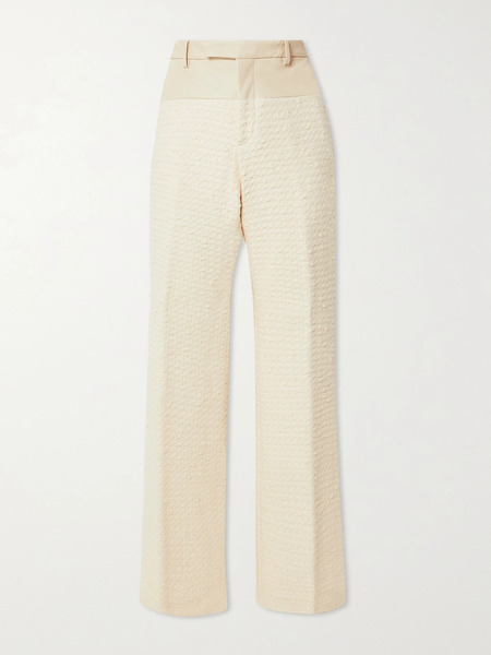  Amiri Amiri - Leather-trimmed Cotton-blend Tweed Bootcut Pants - Cream 