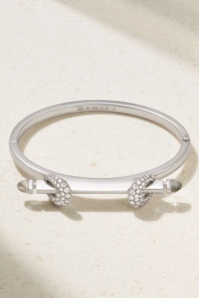 Ananya Ananya - Chakra Icon 18-karat White Gold, Diamond And Quartz Bangle - 15 