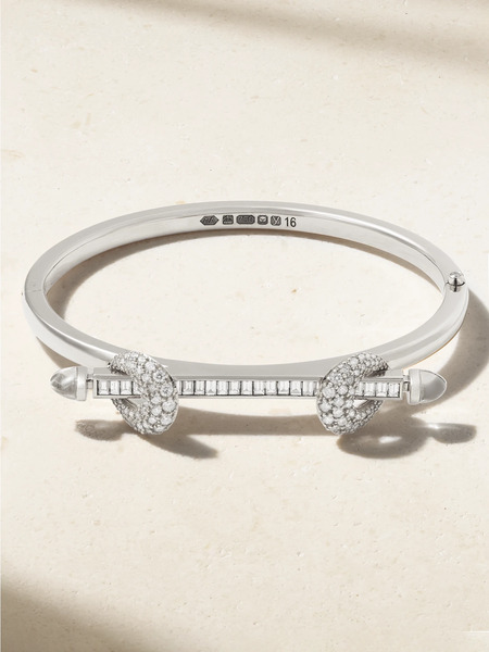  Ananya Ananya - Chakra Icon 18-karat White Gold, Diamond And Quartz Bangle - 15 