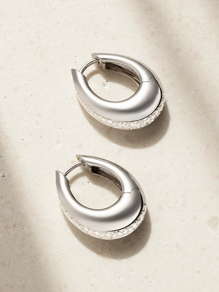  Ananya Ananya - Chakra Icon 18-karat White Gold Diamond Hoop Earrings - One Size 