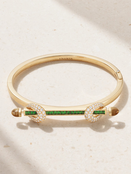  Ananya Ananya - Chakra 18-karat Gold Multi-stone Bracelet - Green 