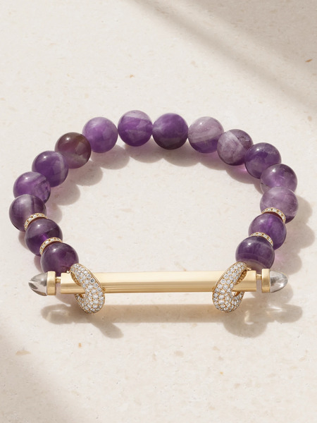  Ananya Ananya - Chakra 18-karat Gold Multi-stone Bracelet - Purple 