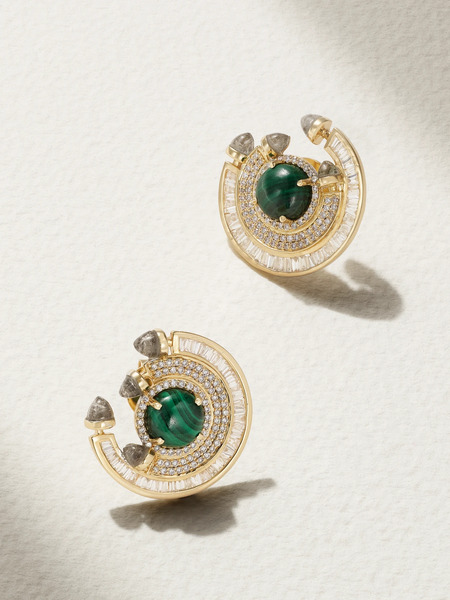  Ananya Ananya - Chakra 18-karat Gold Multi-stone Earrings - Green 