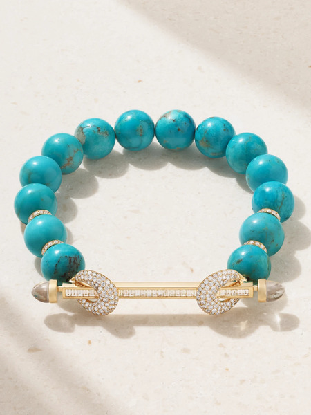  Ananya Ananya - Jumbo Chakra 18-karat Gold Multi-stone Bracelet - Turquoise 