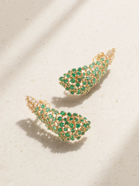  Ananya Ananya - Scatter 18-karat Gold Multi-stone Earrings - Green 