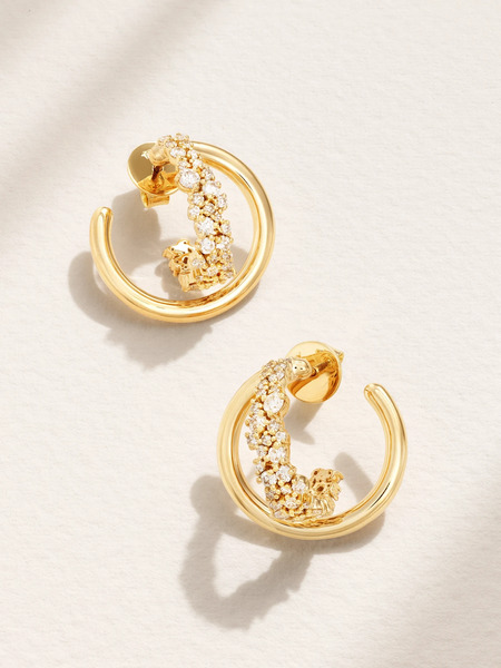  Ananya Ananya - Scatter Mini 18-karat Gold Diamond Hoop Earrings - One Size 