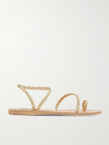  Ancient Greek Sandals Ancient Greek Sandals - Eleftheria Braided Metallic Leather Sandals - Gold 