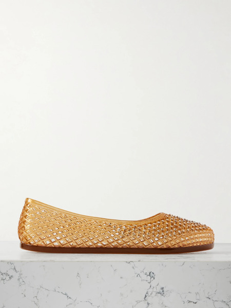  Ancient Greek Sandals Ancient Greek Sandals - Iro Crystal-embellished Pvc Ballet Flats - Tan 