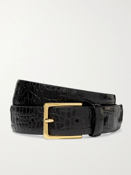  Anderson's Anderson's - Croc-effect Leather Belt - Black 
