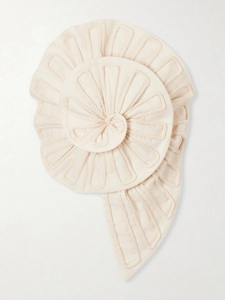  Andres Otalora Andres Otalora - Cosmos Strapless Cropped Embroidered Linen Top - Ivory 