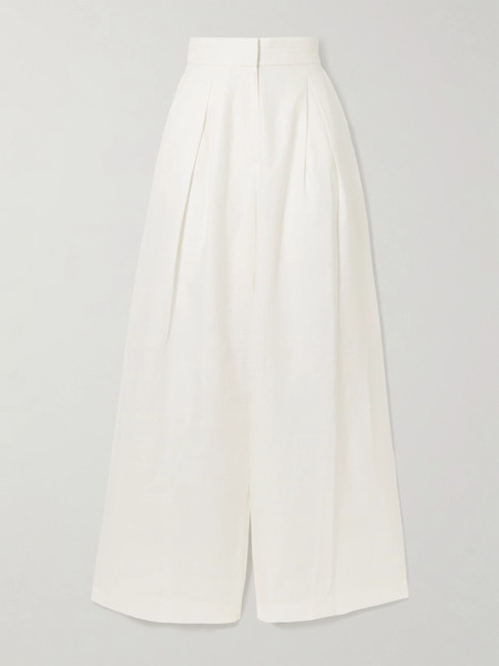  Andres Otalora Andres Otalora - Kushi Pleated Linen Wide-leg Pants - Off-white 
