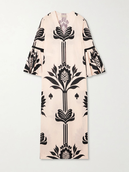  Andres Otalora Andres Otalora - Rajasthan Printed Linen Maxi Dress - Ivory 