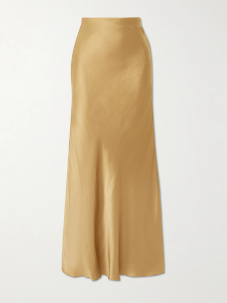 Andres Otalora Andres Otalora - Sublimes Silk-charmeuse Maxi Skirt - Gold 