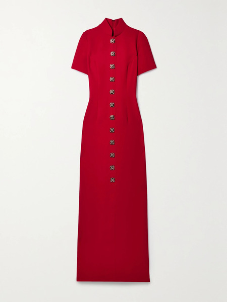  Andrew Gn Andrew Gn - Embellished Crepe Maxi Dress - Red 