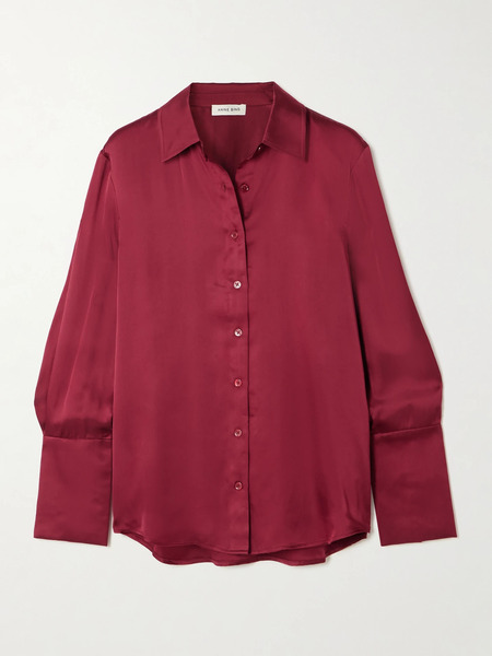  Anine Bing Anine Bing - Amanda Silk-blend Satin Blouse - Burgundy 