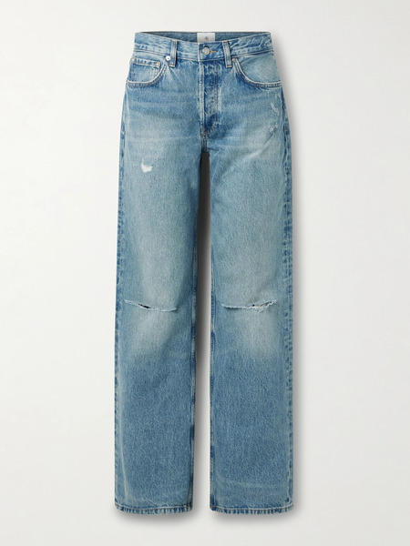  Anine Bing Anine Bing - Hugh Distressed High-rise Wide-leg Jeans - Mid Denim 