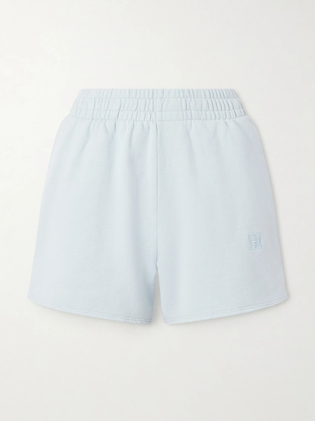  Anine Bing Anine Bing - Kam Embroidered Cotton-jersey Shorts - Light Blue 