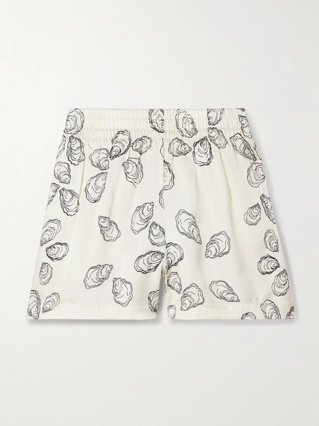  Anine Bing Anine Bing - Kam Printed Silk-blend Charmeuse Shorts - Off-white 