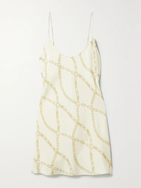  Anine Bing Anine Bing - Lisette Printed Silk-charmeuse Mini Dress - Beige 