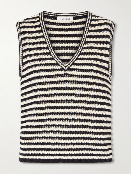  Anine Bing Anine Bing - Lowen Striped Cotton-blend Sweater Vest - Multi 