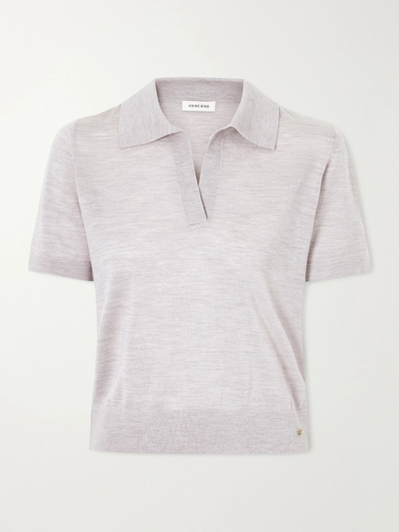  Anine Bing Anine Bing - Moni Wool And Cashmere-blend Polo Sweater - Gray 