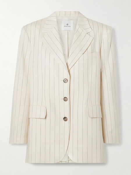  Anine Bing Anine Bing - Sara Oversized Pinstriped Woven Blazer - Off-white 