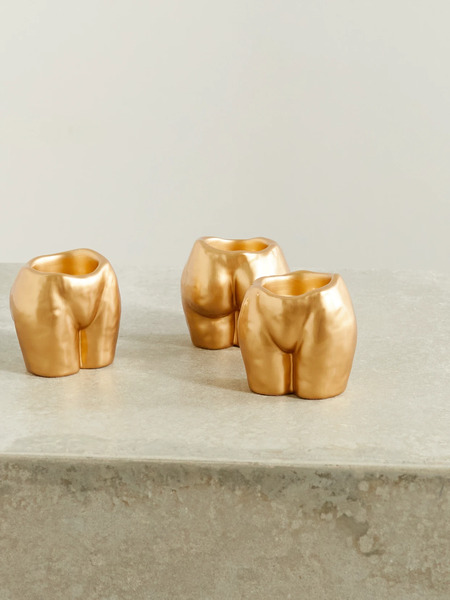  Anissa Kermiche Anissa Kermiche - Rock Bottom Set Of Three Ceramic Tea Light Holders - Neutral 