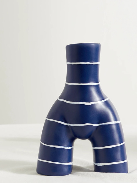  Anissa Kermiche Anissa Kermiche - Single L'egg Striped Earthenware Cup - White 