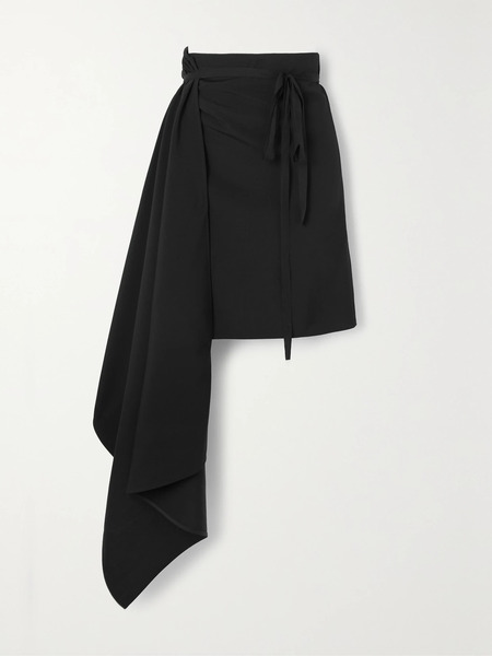  Ann Demeulemeester Ann Demeulemeester - Draped Wool Midi Wrap Skirt - Black 
